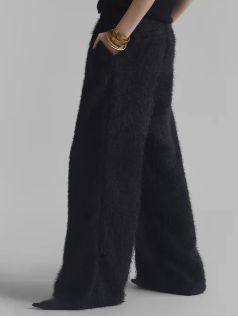 The Frankie Shop, Millie Fluffy Pants, Size S, 100% Polyester, Wide Leg Pants